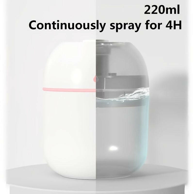 1 Pcs Portable Mini Humidifier; 220ml Small Cool Mist Humidifier; USB Personal Desktop Humidifier For Baby Bedroom Travel Office Home.