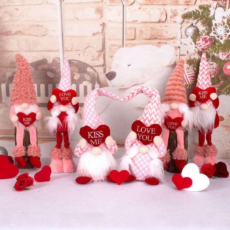 Valentines Day Gift Gnome Faceless Gnome Doll Plush Elf Doll Decor Stuffed Ornament Wedding Table Decor Kids Toy Home Room Decor.