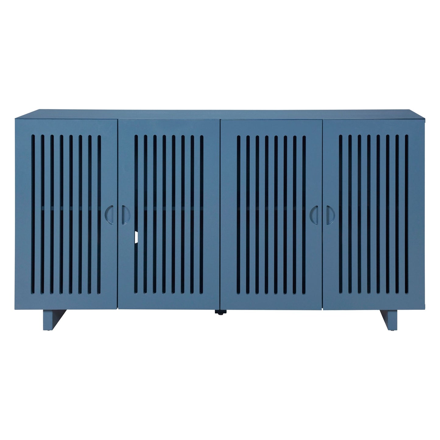 TREXM Modern Style Sideboard with Superior Storage Space, Hollow Door Design and 2 Adjustable Shelves for Living Room and Dining Room (Navy Blue)