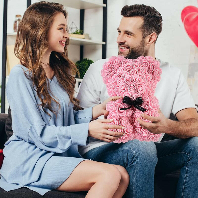 40cm Large Teddy Rose Bear Artificial Flowers Rose Bears with Light Box Anniversary Valentine's Wedding Birthday Christmas Gift.