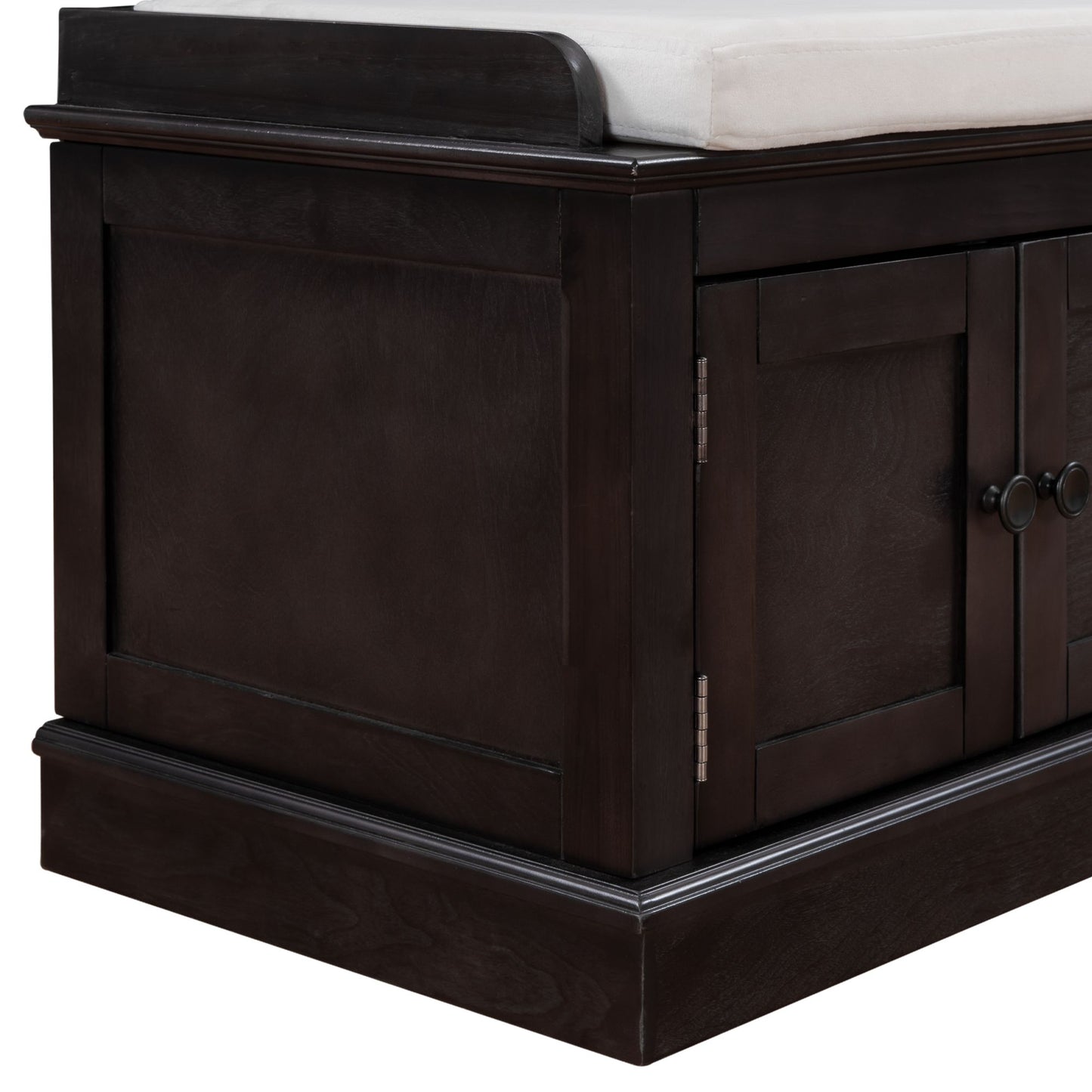 Storage Bench with 4 Doors and Adjustable Shelves,Shoe Bench with Removable Cushion for Living Room,Entryway