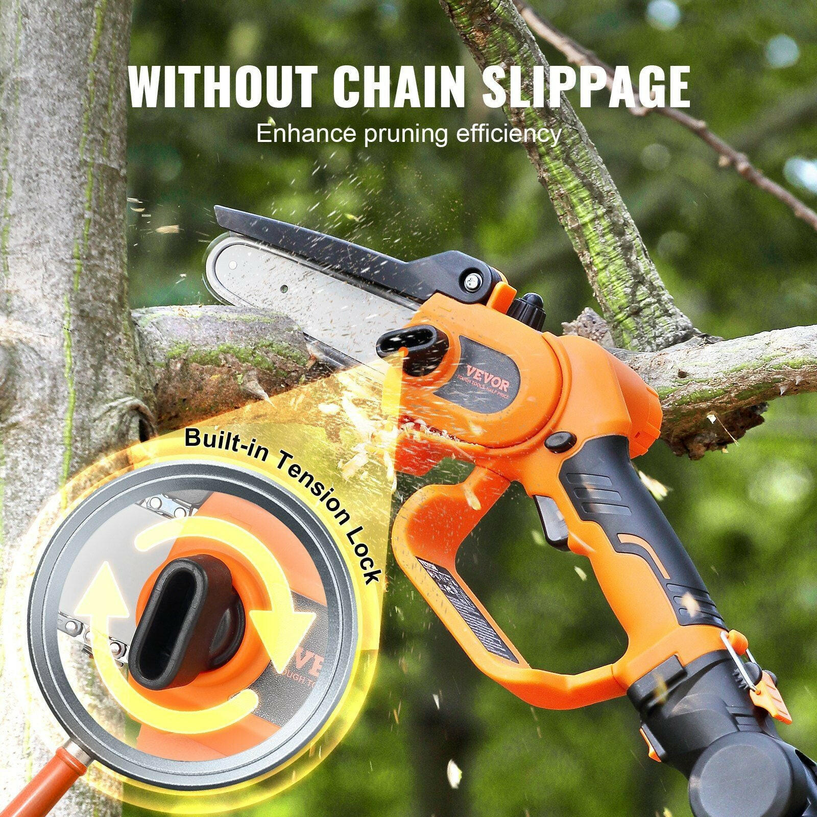 VEVOR 2-in-1 Cordless Pole Saw & Mini Chainsaw, 20V 4Ah Battery Pole Chainsaw, 5" Cutting Capacity 8 ft Reach Pole Saw for Branch Cutting & Tree Trimming (Battery and Blade Cover Included).