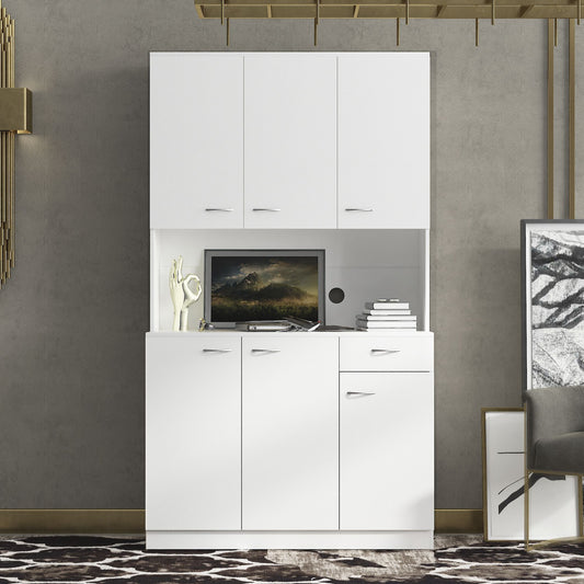 70.87" Tall Wardrobe & Kitchen Cabinet, with 6-Doors,White