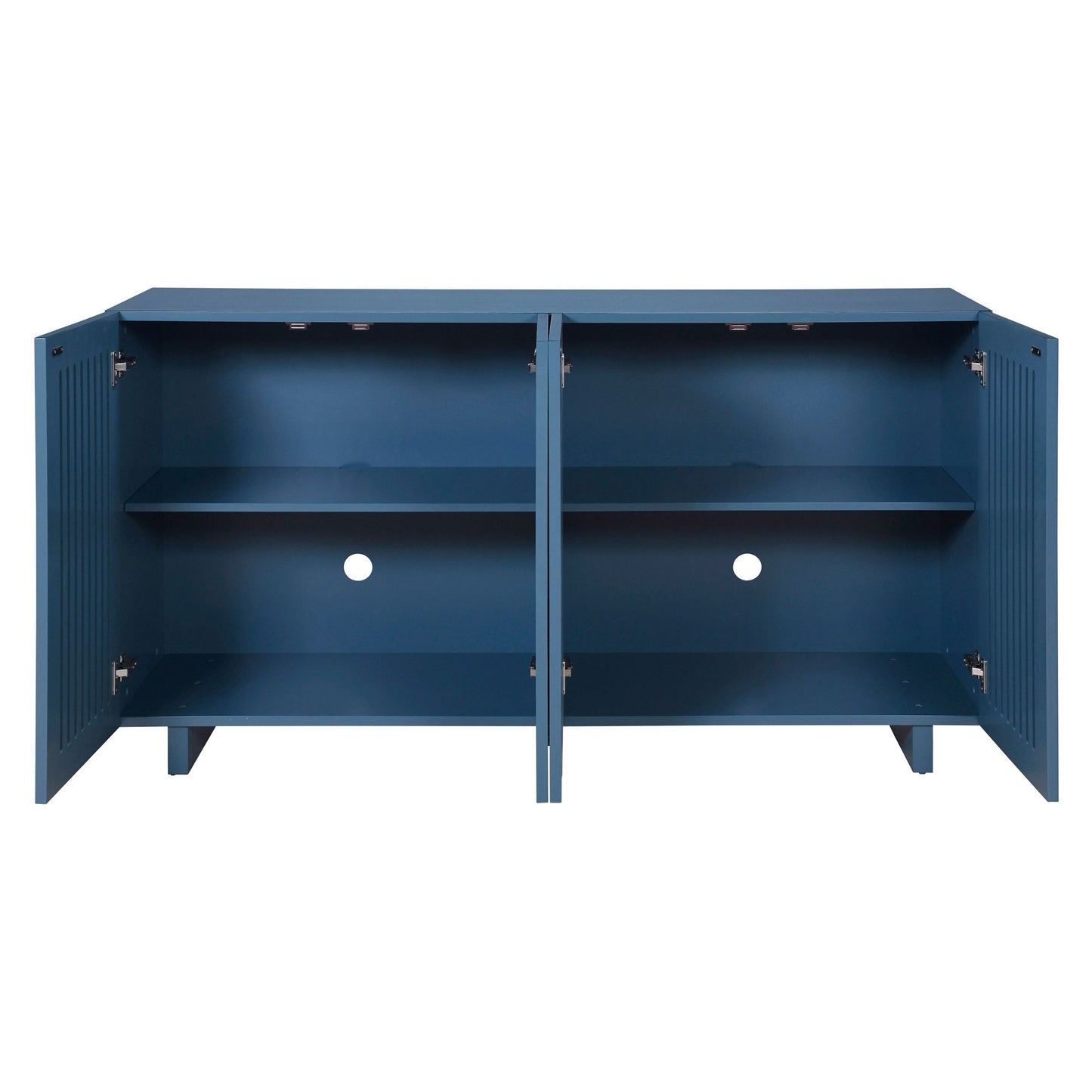 TREXM Modern Style Sideboard with Superior Storage Space, Hollow Door Design and 2 Adjustable Shelves for Living Room and Dining Room (Navy Blue)