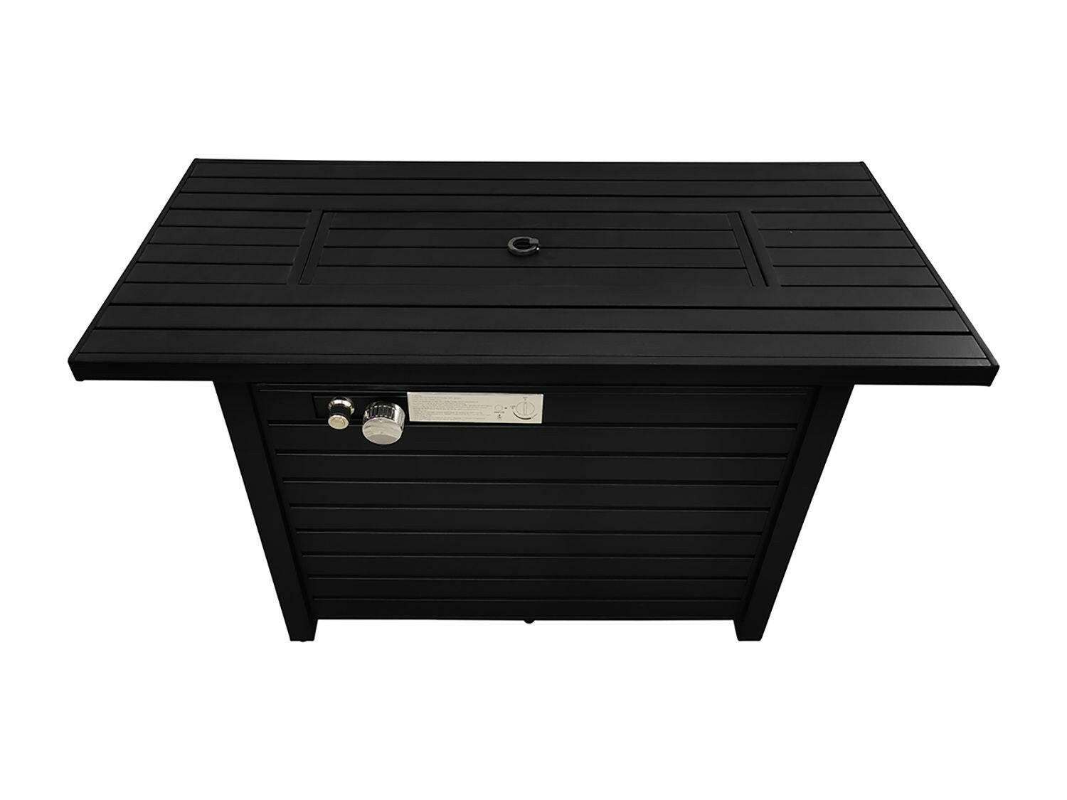 25" H x 42" W Steel Outdoor Fire Pit Table with Lid (Black).