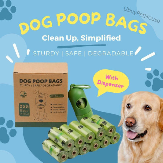 255 bags in 17 volumes Portable pet waste bag Environmental poop bag Portable biodegradable pet waste bag outdoor pet poop collection bag easy to carry.