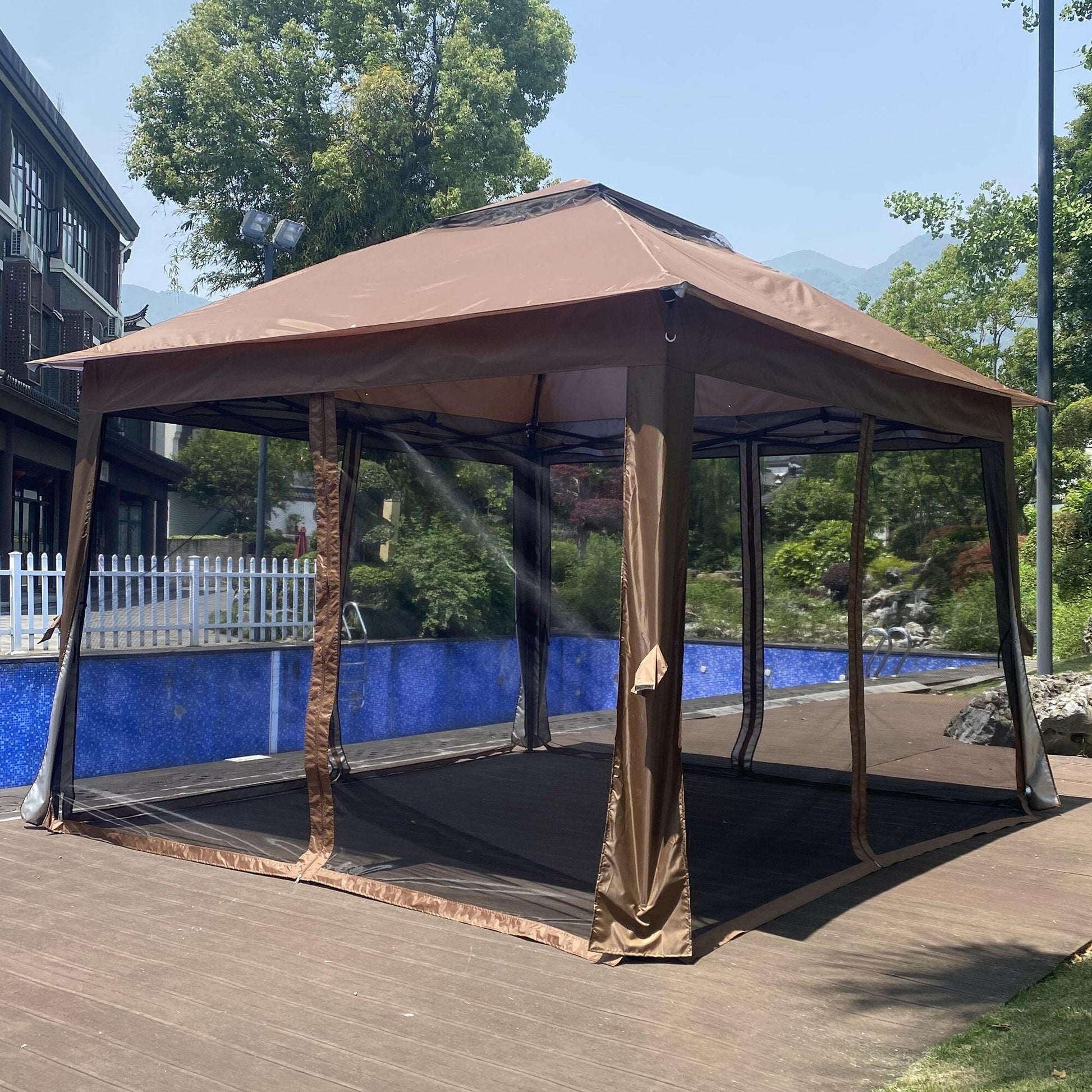 Outdoor 11x 11Ft Pop Up Gazebo Canopy With Removable Zipper Netting,2-Tier Soft Top Event Tent,Suitable For Patio Backyard Garden Camping Area.