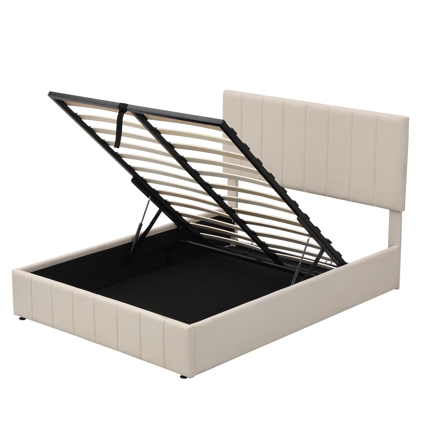 Full size Upholstered Platform bed with a Hydraulic Storage System