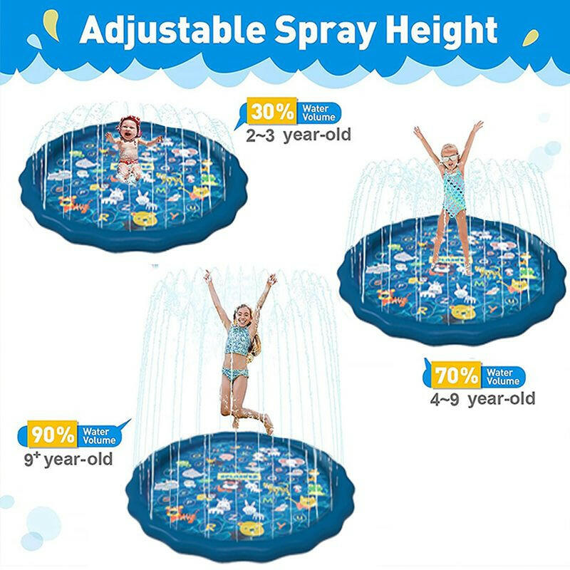 100/170 CM Children Pet Water Mat Summer Beach Inflatable Water Spray Pad Lawn Swimming Pool Mat Pet Sprinkler Outdoor Game Toy.