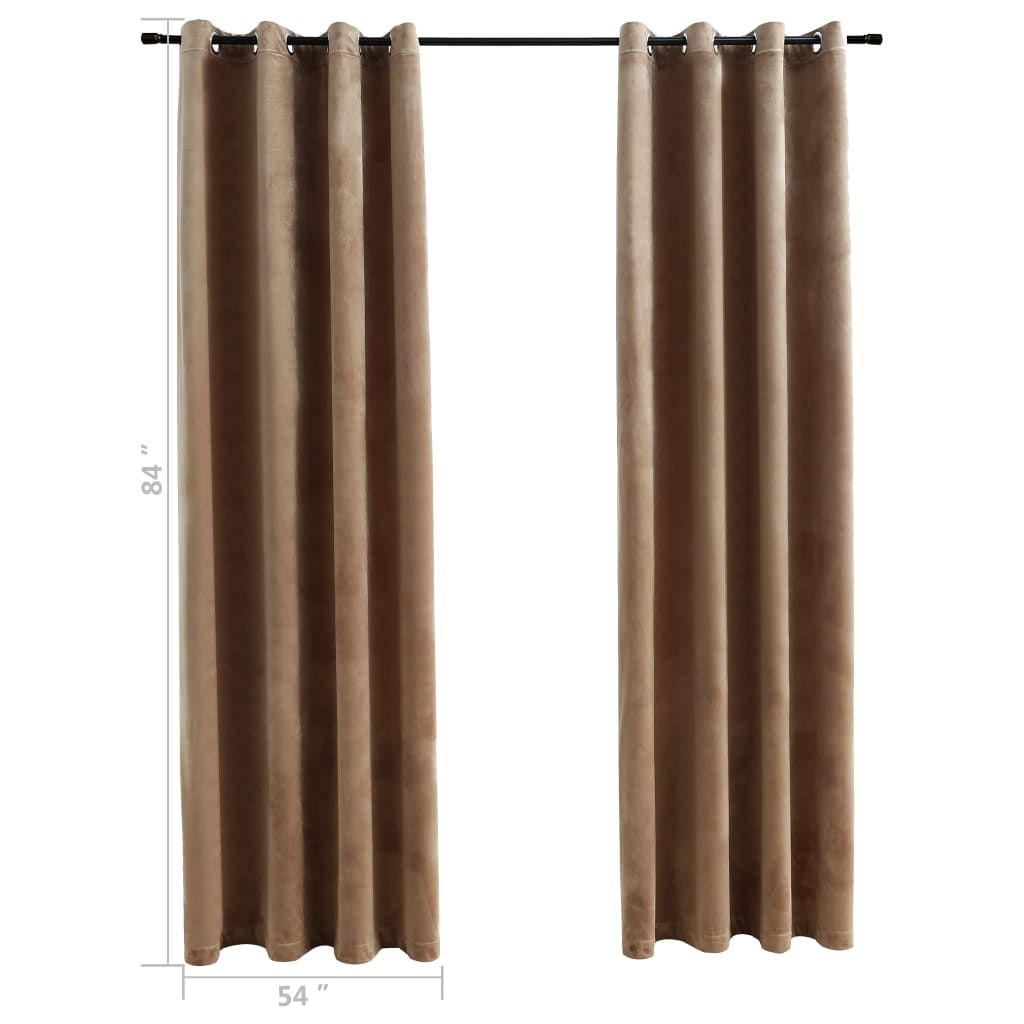 Blackout Curtains with Rings 2 pcs Beige 54"x84" Velvet