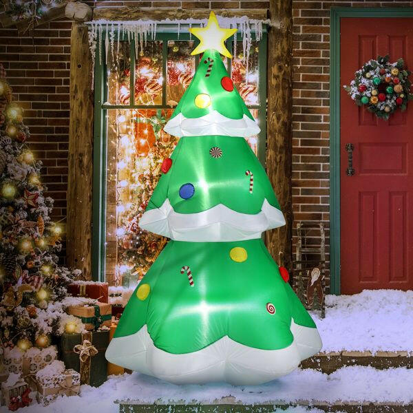 6.9 FT Lighted Christmas Inflatable Decoration, Inflatable Christmas Tree, Blow Up Yard Decorations with Built-in LED Lights for Holiday Party Front Yard Lawn Garden Decor.