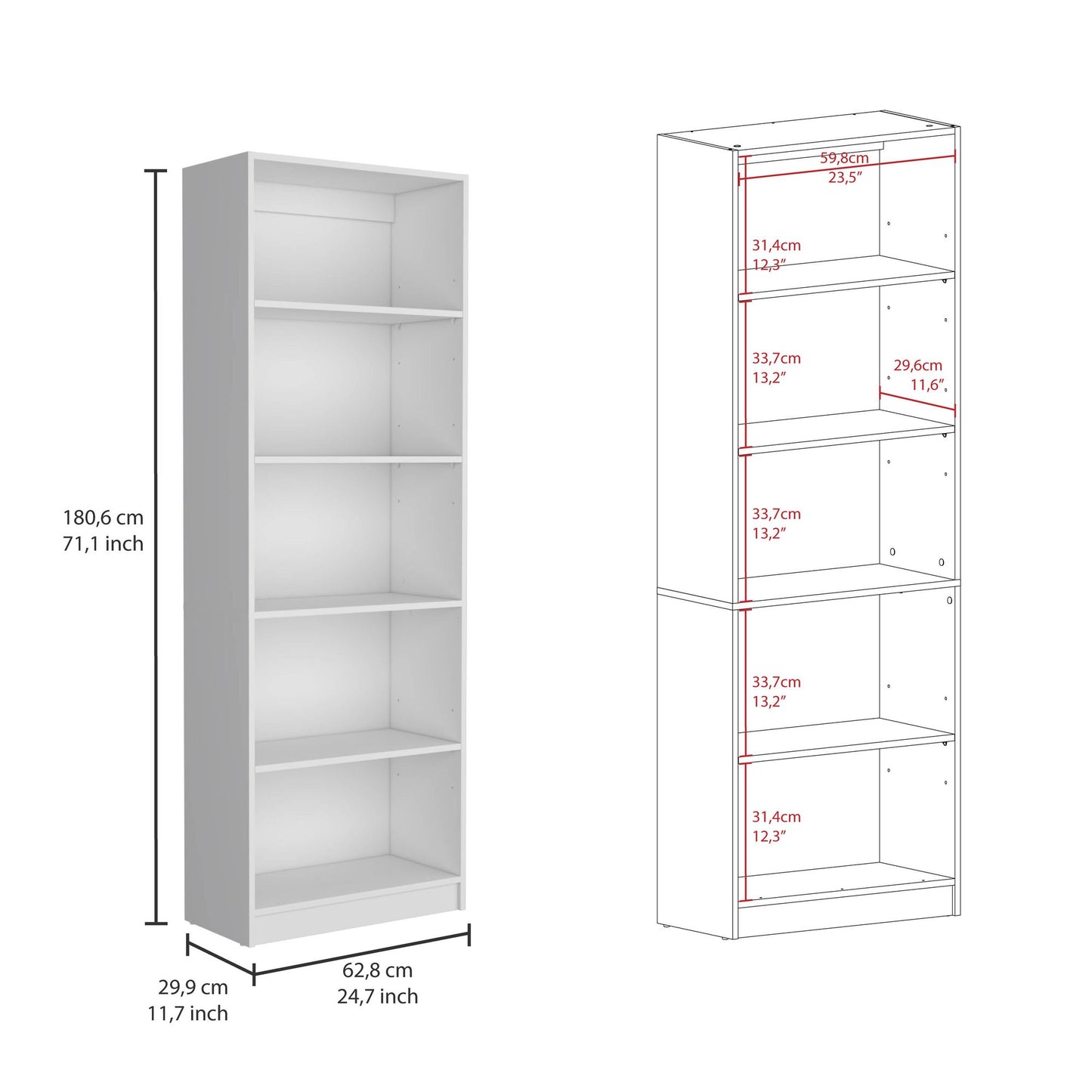 Dupree 4 Piece Home Bookcase set, 91" Wide with 17 Shelves And a Double-Door Cabinet , Living Room Set White