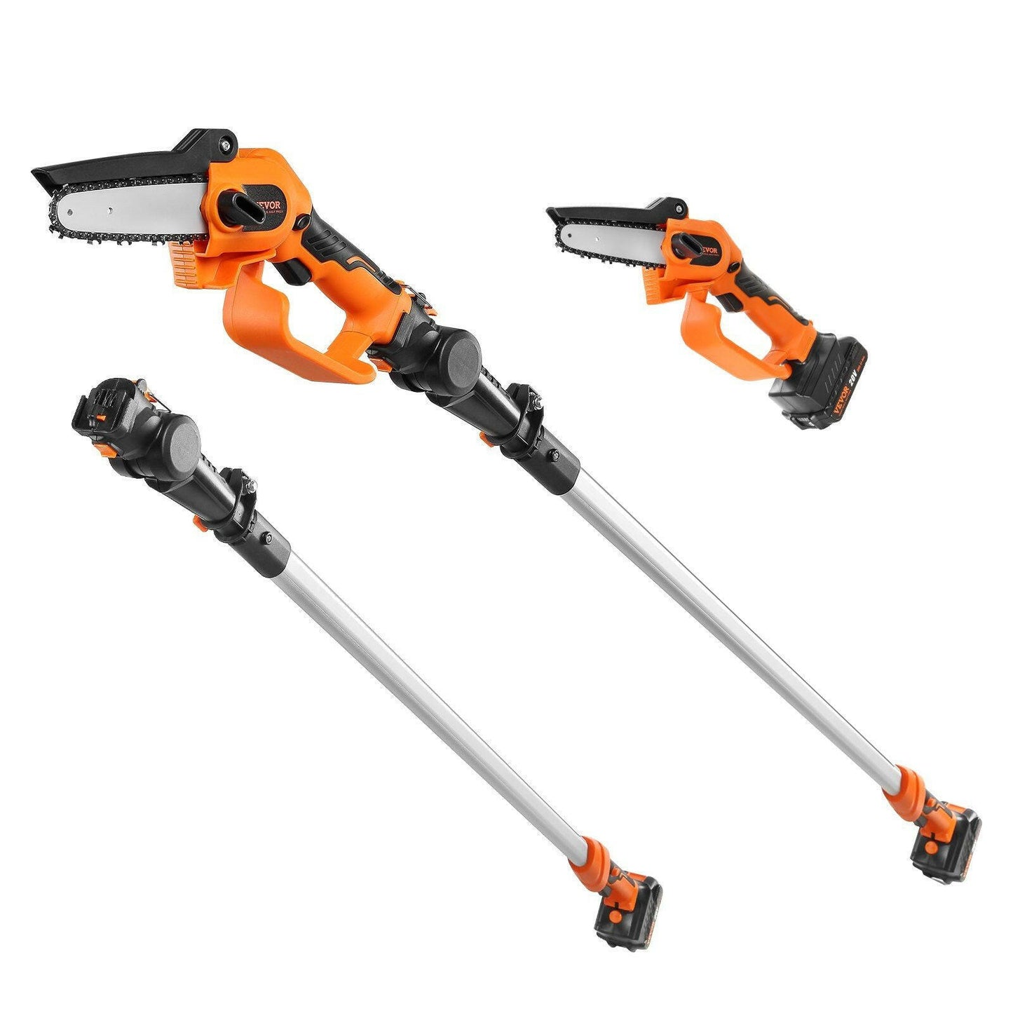 VEVOR 2-in-1 Cordless Pole Saw & Mini Chainsaw, 20V 4Ah Battery Pole Chainsaw, 5" Cutting Capacity 8 ft Reach Pole Saw for Branch Cutting & Tree Trimming (Battery and Blade Cover Included).