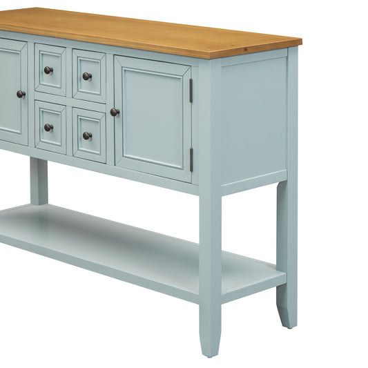 TREXM Cambridge Series Ample Storage Vintage Console Table with Four Small Drawers and Bottom Shelf for Living Rooms, Entrances and Kitchens (Lime White, OLD SKU: WF190263AAK)