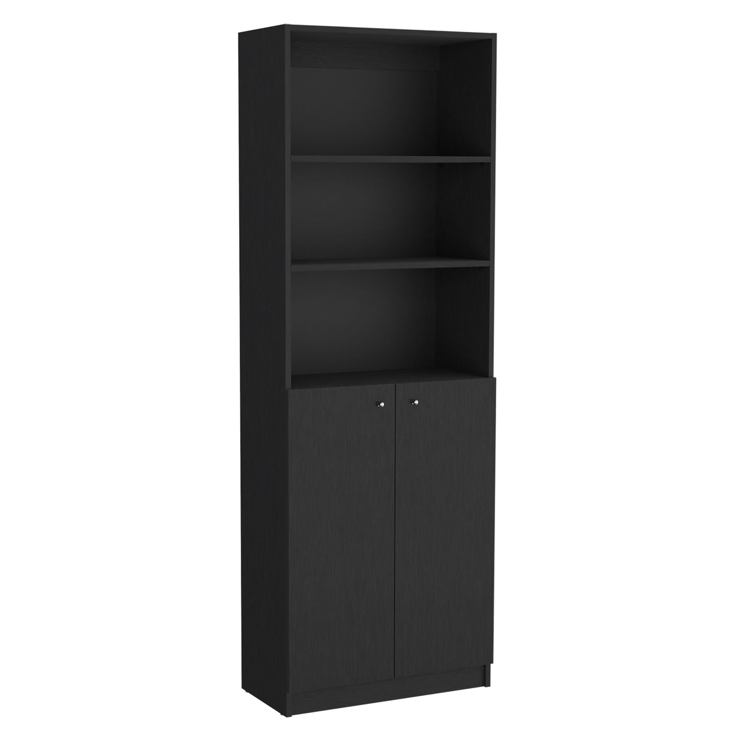 Poston 3 Piece Home Bookcase set, 67" Wide with 13 Shelves and Two-Door Cabinet , Living Room Set Set Black