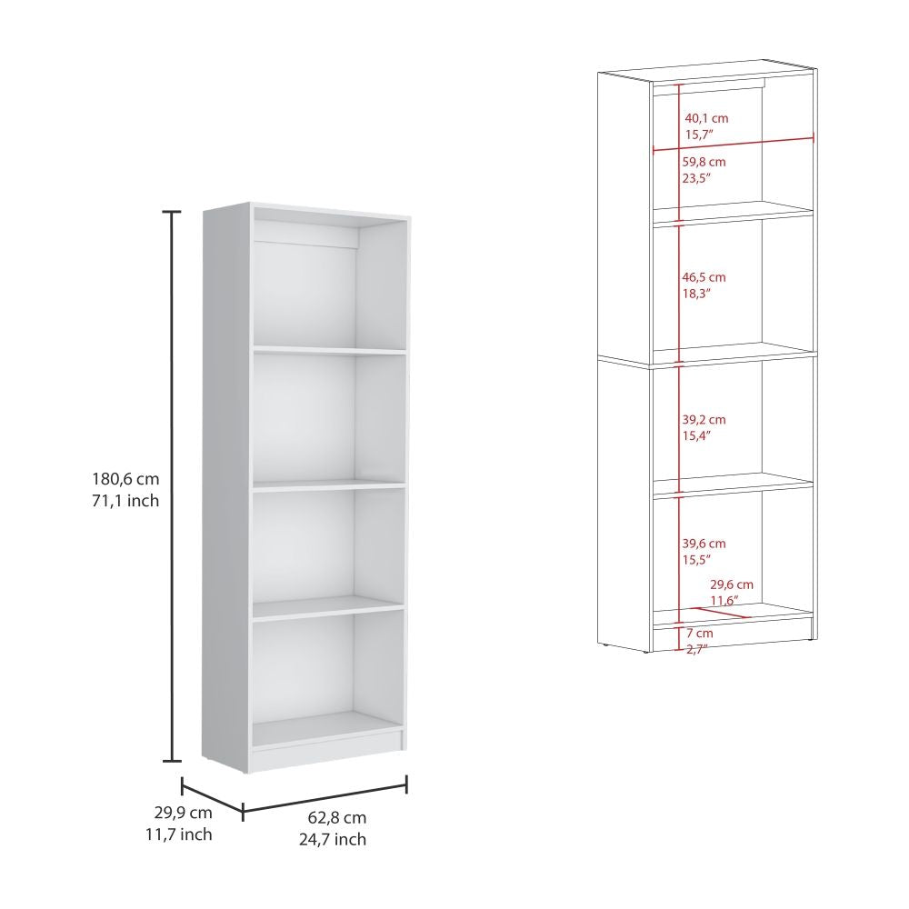 Dupree 4 Piece Home Bookcase set, 91" Wide with 17 Shelves And a Double-Door Cabinet , Living Room Set White