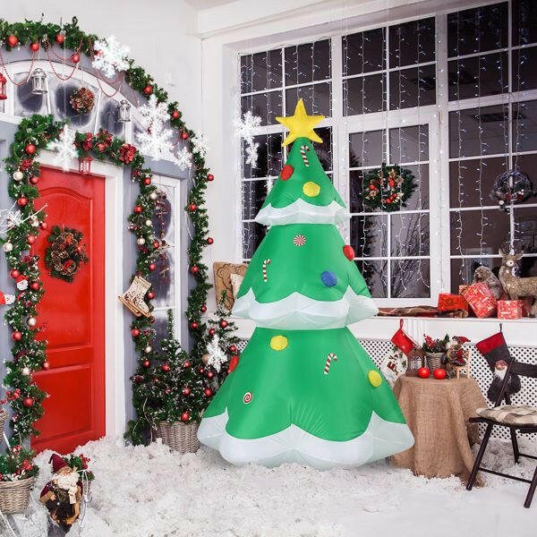 6.9 FT Lighted Christmas Inflatable Decoration, Inflatable Christmas Tree, Blow Up Yard Decorations with Built-in LED Lights for Holiday Party Front Yard Lawn Garden Decor.