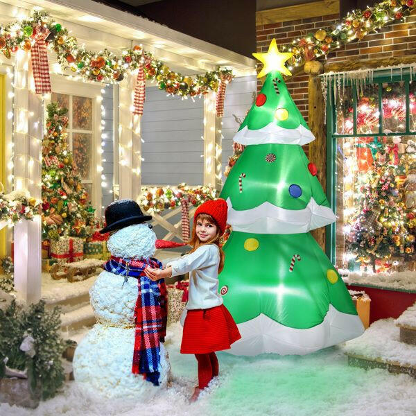 6.9 FT Lighted Christmas Inflatable Decoration, Inflatable Christmas Tree, Blow Up Yard Decorations with Built-in LED Lights for Holiday Party Front Yard Lawn Garden Decor.