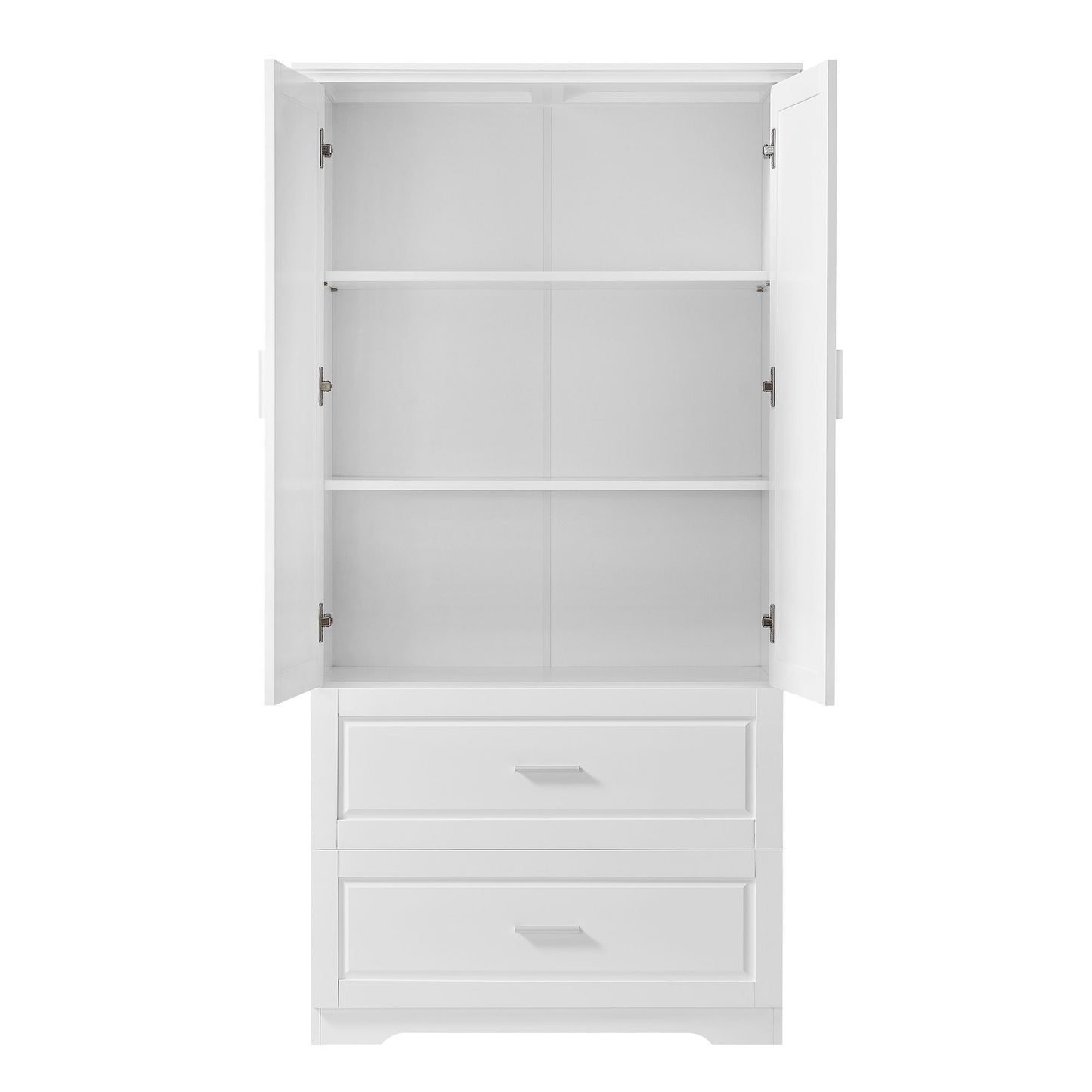 Tall Bathroom Storage Cabinet, Cabinet with Two Doors and Drawers, Adjustable Shelf, MDF Board, White