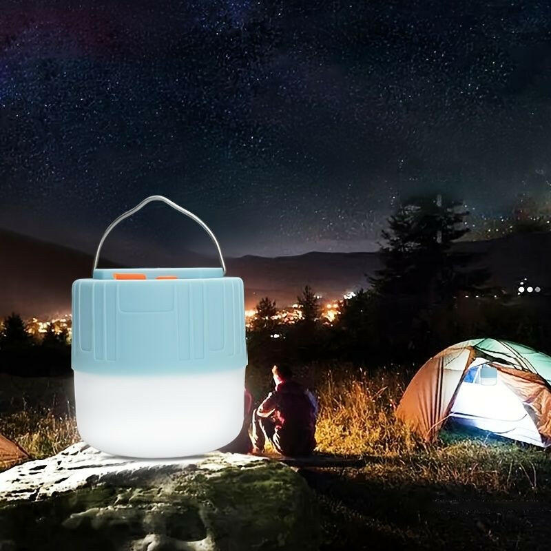 1pc Solar Waterproof Camping Light; Outdoor 60W Tent Lamp USB Rechargeable LED Night Light With Hook Fror Emergency.