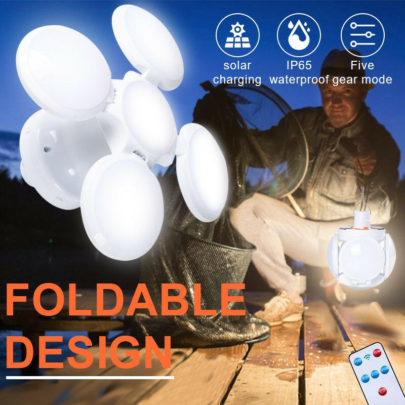 Solar Outdoor Light Folding LED Soccer Light Bulb Portable Emergency Lamp USB Rechargeable Search Lights Waterproof Camping Lamp.