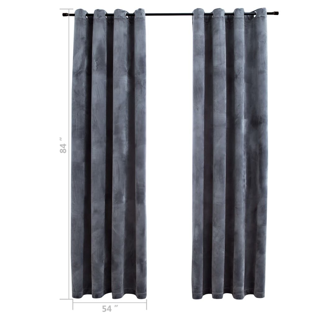 Blackout Curtains with Rings 2 pcs Anthracite 54"x84" Velvet