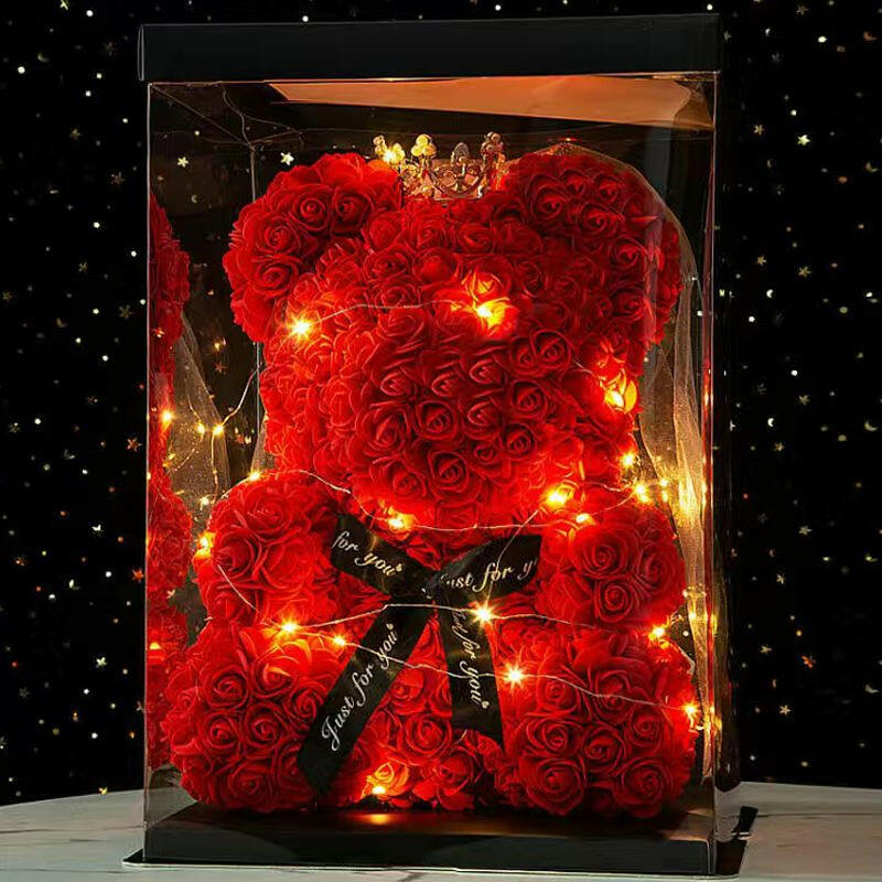 40cm Large Teddy Rose Bear Artificial Flowers Rose Bears with Light Box Anniversary Valentine's Wedding Birthday Christmas Gift.