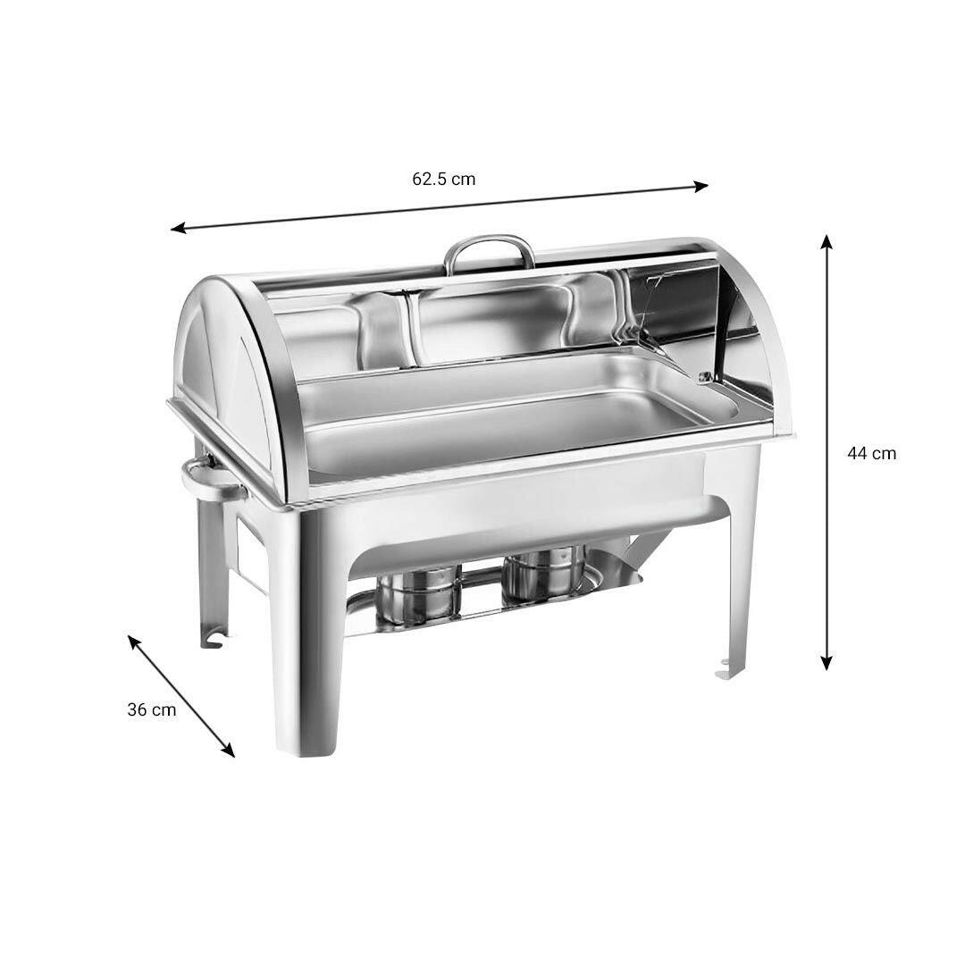 SOGA 4X 9L Stainless Steel Full Size Roll Top Chafing Dish Food Warmer.