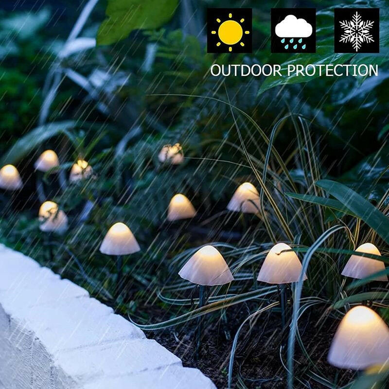 LED Solar Lights Outdoor Garden Waterproof Mushroom String Lawn Lamps Cute Fairy Light Landscape Lamp Path Yard Lawn Patio Decor.