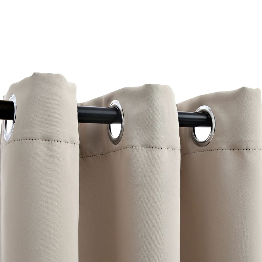 Blackout Curtains with Rings 2 pcs Beige 37"x95" Fabric