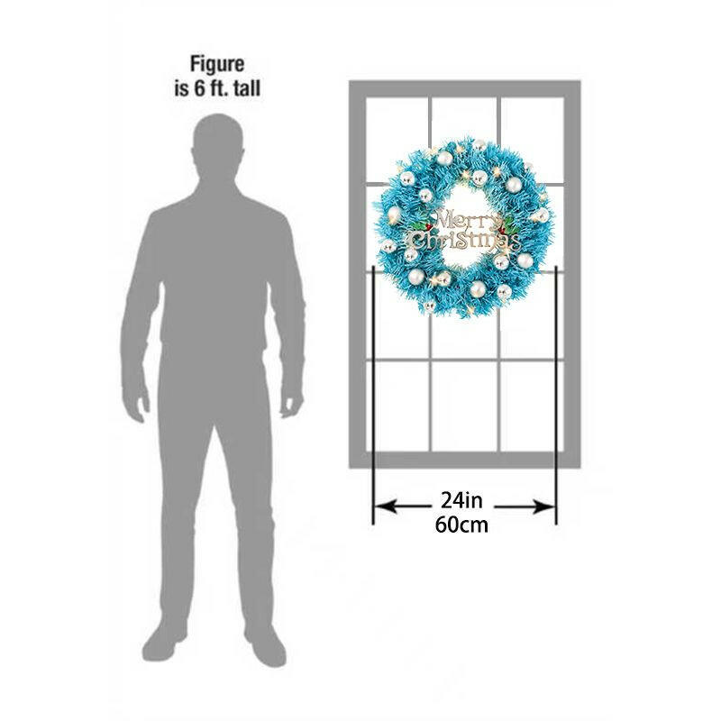 Maritown 24 Inch Blue Christmas Wreaths For Front Door Artificial Christmas Wreath Decorated With Christmas Ball Ornaments Xmas Ornament Wreath For Home Party Indoor Outdoor Window Decor.