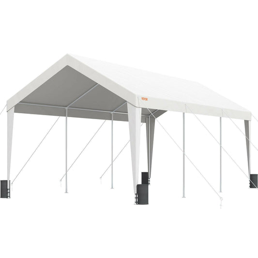 VEVOR Carport, 10x20 ft Heavy Duty Car Canopy Garage Boat Shelter Party Tent with 8 Reinforced Poles and 4 Weight Bags, UV Resistant Waterproof All-Season Tarp for SUV, F150, Car, Truck, Boat.