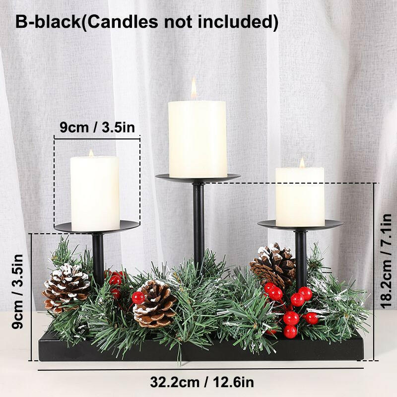 3Pcs Metal Candle Holders Iron Pillar Candle Plate Candle Stand Candlestick Table Centerpieces Wedding Party Festival Home Decor.