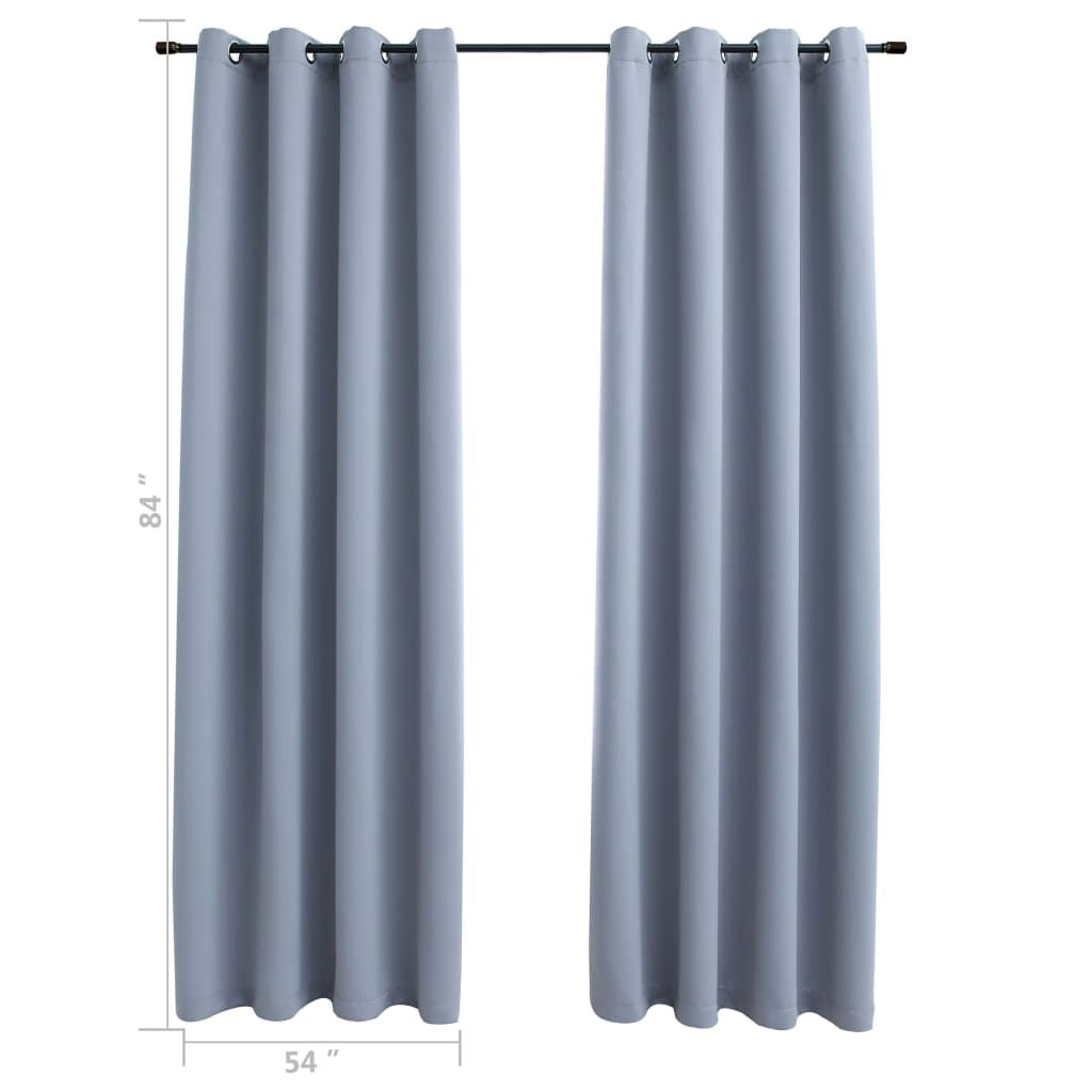 Blackout Curtains with Rings 2 pcs Gray 54"x84" Fabric