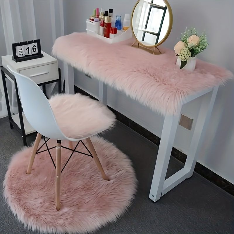 1pc Soft Plush Fur Rugs, Soft Fluffy Area Rug, Modern Faux Fur Rug, Fluffy Rug For Bedroom, White Rugs For Living Room, Carpet For Rooms, Rugs For Bedroom Aesthetic