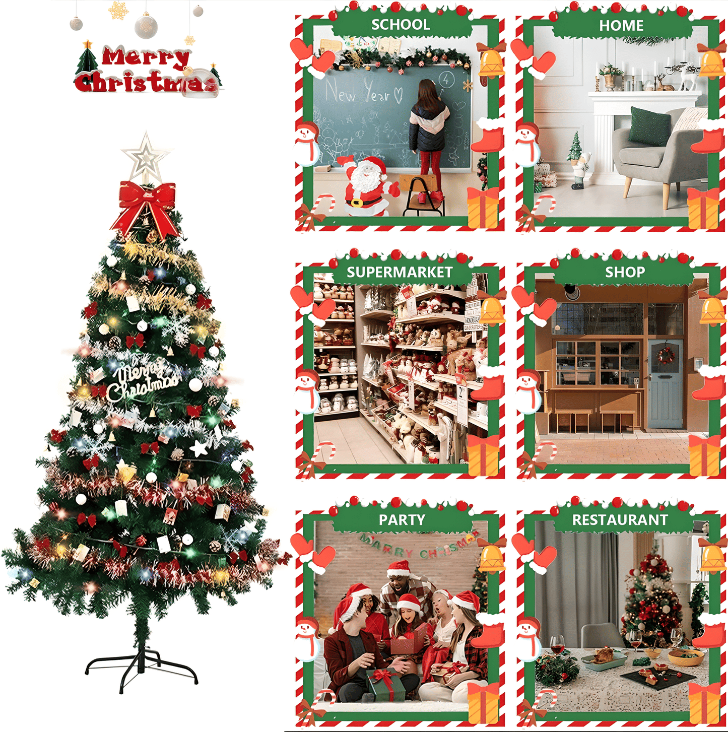 Advanced Christmas Tree 7FT/6FT Steel Wire Memory Tree Branches Holiday Parties Green Memory Wire Christmas Tree.