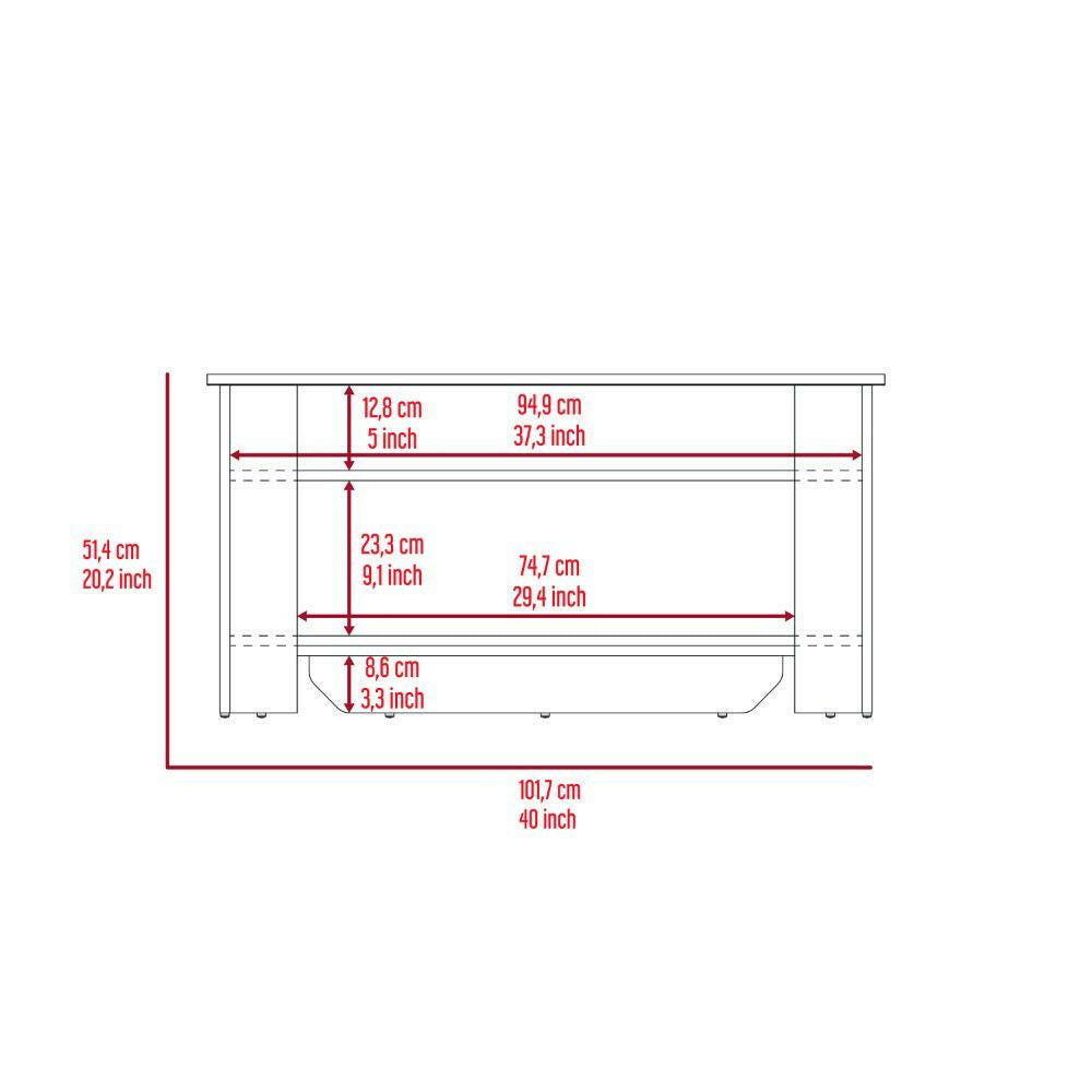 DEPOT E-SHOP Saturn Storage Table, Four Legs, Lower Shelf, Dark Brown.