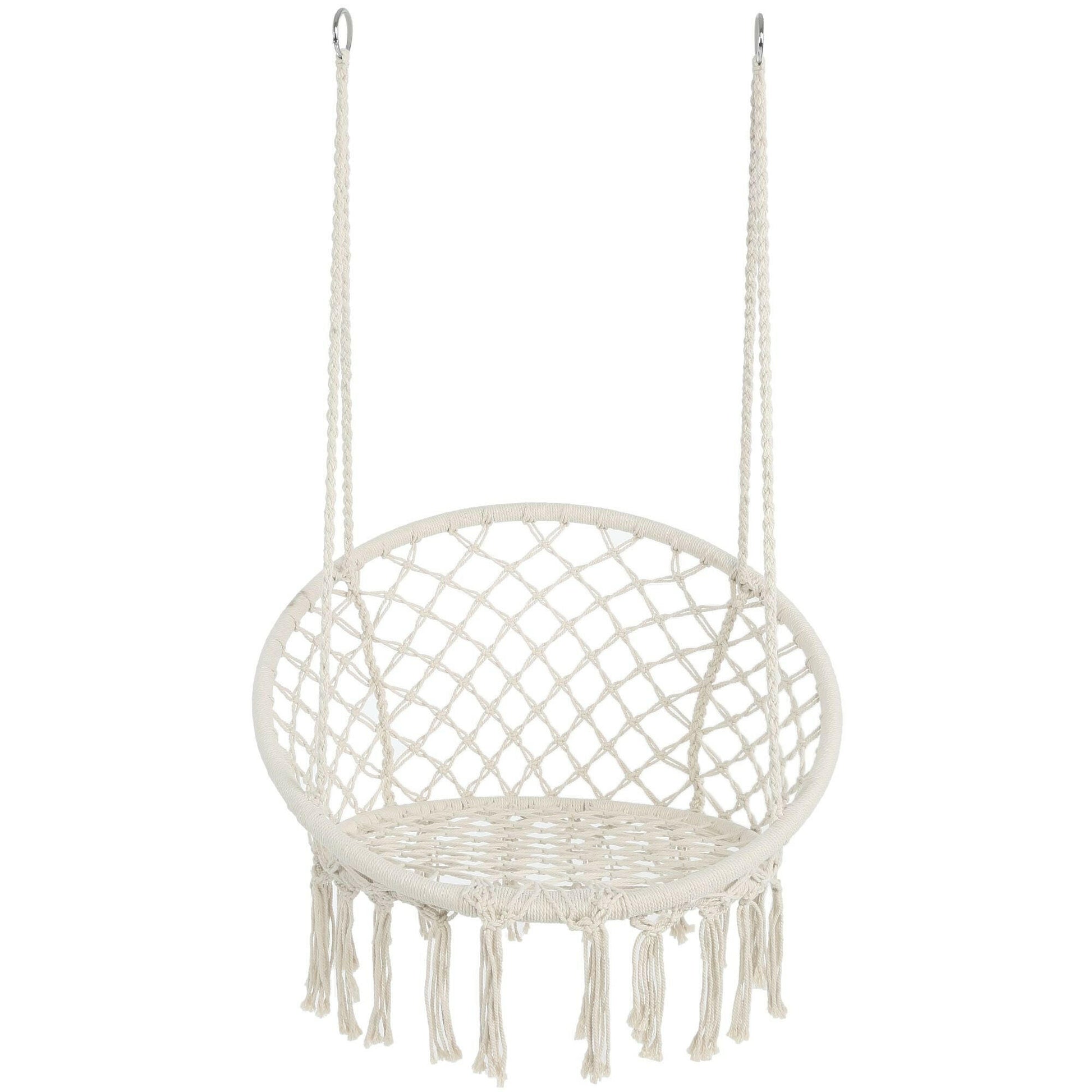 Hammock Chair Macrame Swing Max 330 Lbs Hanging Cotton Rope Hammock Swing Chair for Indoor and Outdoor.