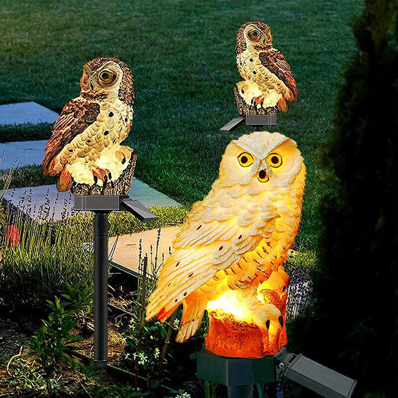 Solar Owl Garden Light Owl Solar Lamp Parrot Lawn Light Solar Lights Outdoor Solar Light Animal Pixie Lawn Lamp Waterproof Decor.