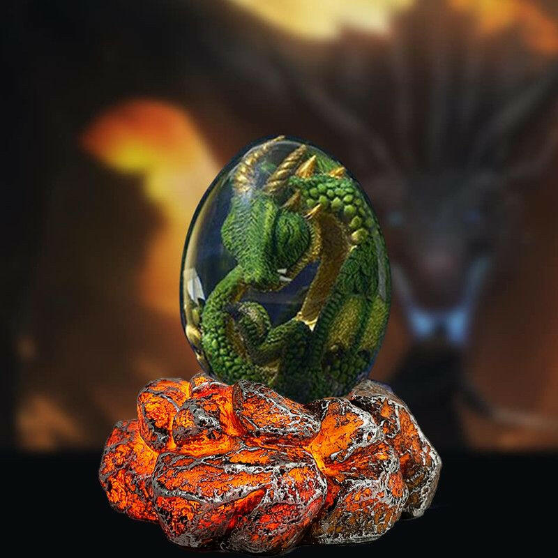 1 Set Lava Dragon Egg Crystal Transparent Resin Statue Luminous Dinosaur Eggs Souvenir Resin Craft Ornamental Home Decor Gifts.