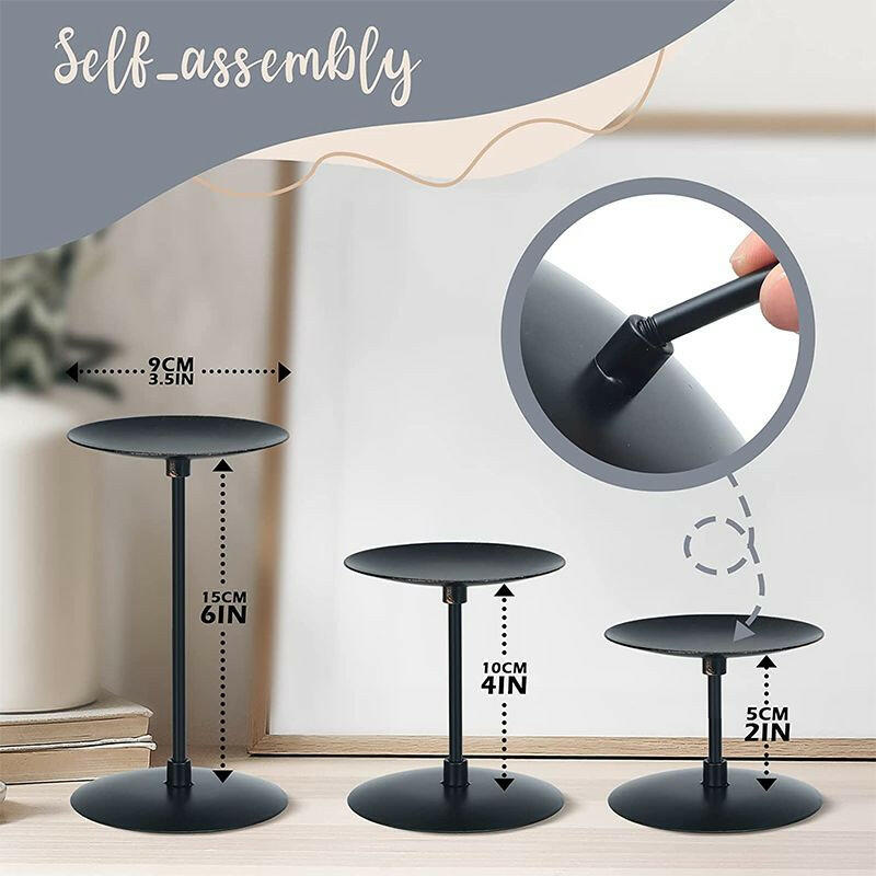 3Pcs Metal Candle Holders Iron Pillar Candle Plate Candle Stand Candlestick Table Centerpieces Wedding Party Festival Home Decor.