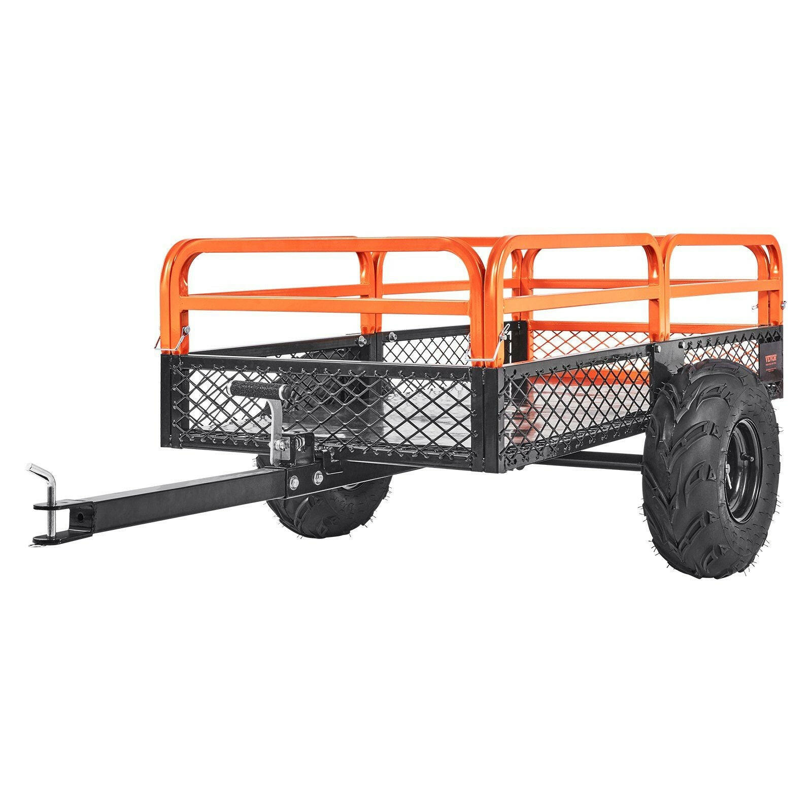 VEVOR Heavy Duty Steel ATV Dump Trailer, 1500-Pound Load Capacity 15 Cubic Feet, Tow Behind Dump Cart Garden Trailer, with Removable Sides and 2 Tires, for Mowers, Tractors, ATV, UTV.