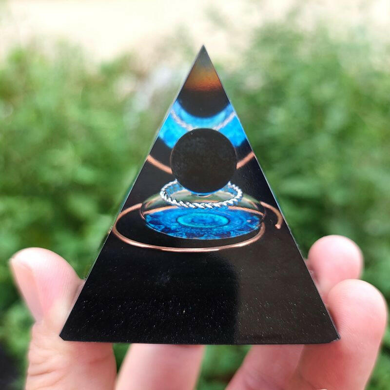 Natural Tiger Eye Orgonite Pyramid Heal Crystals Ball Energy Generator Reiki Chakra Multiplier Orgone Amethyst Meditation Stone.