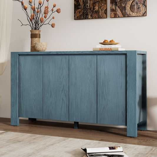 Retro 4-door Sideboard with Distressed Finish and Adjustable Shelves for Dining Room,Kitchen,and Living Room