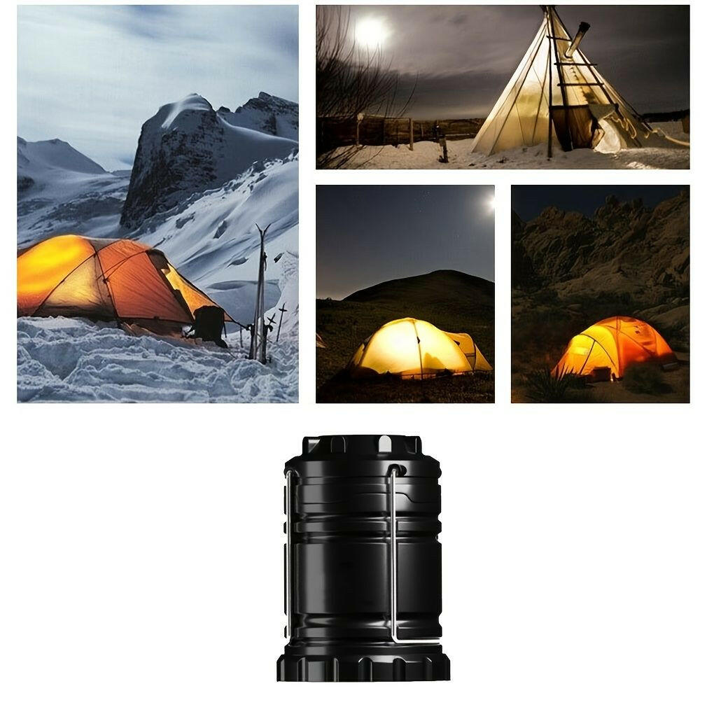 1pc Portable Solar Camping Tent Light Flame Lamp Lantern Flashlight; Retractable Emergency Lighting Camping Light Lantern.