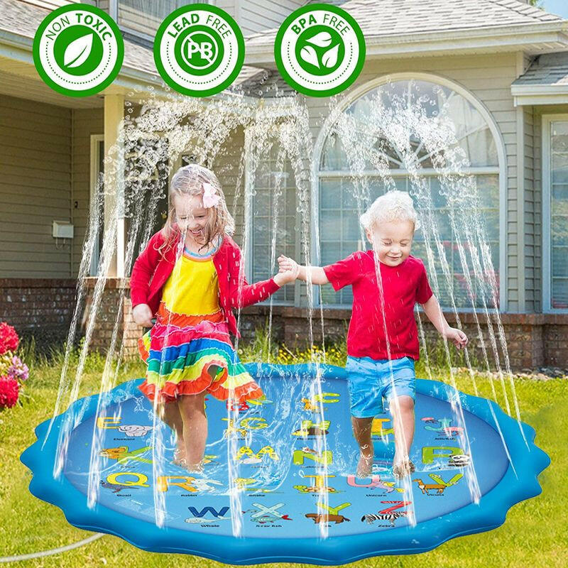 100/170 CM Children Pet Water Mat Summer Beach Inflatable Water Spray Pad Lawn Swimming Pool Mat Pet Sprinkler Outdoor Game Toy.