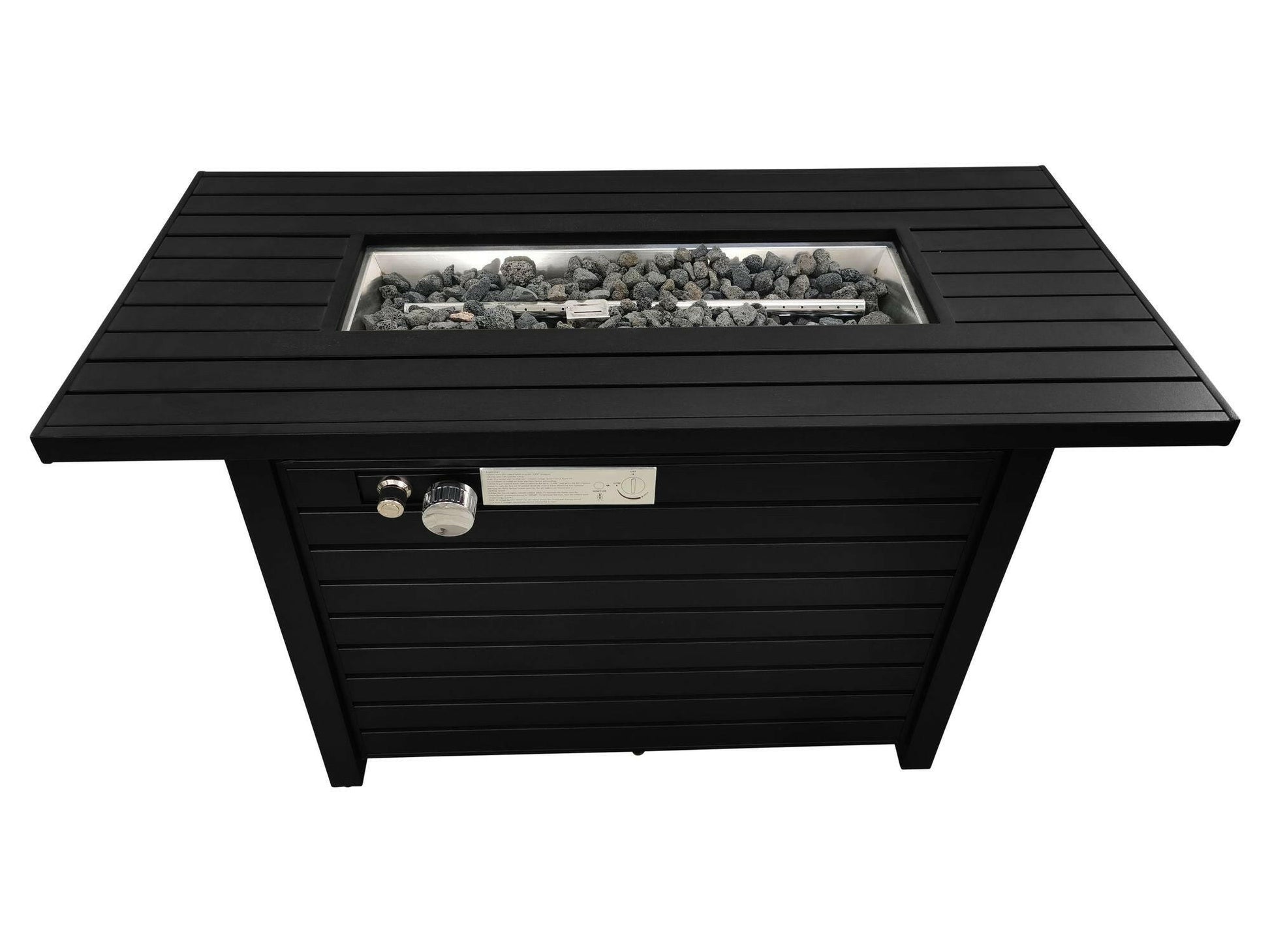 25" H x 42" W Steel Outdoor Fire Pit Table with Lid (Black).