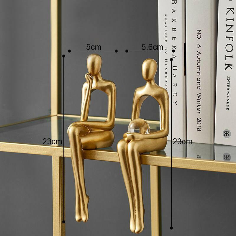 Nordic Abstract Figures Home Decoration Accessories Sculptures Living Room Study Decor Gold Humanoid Resin Embellishment Statues