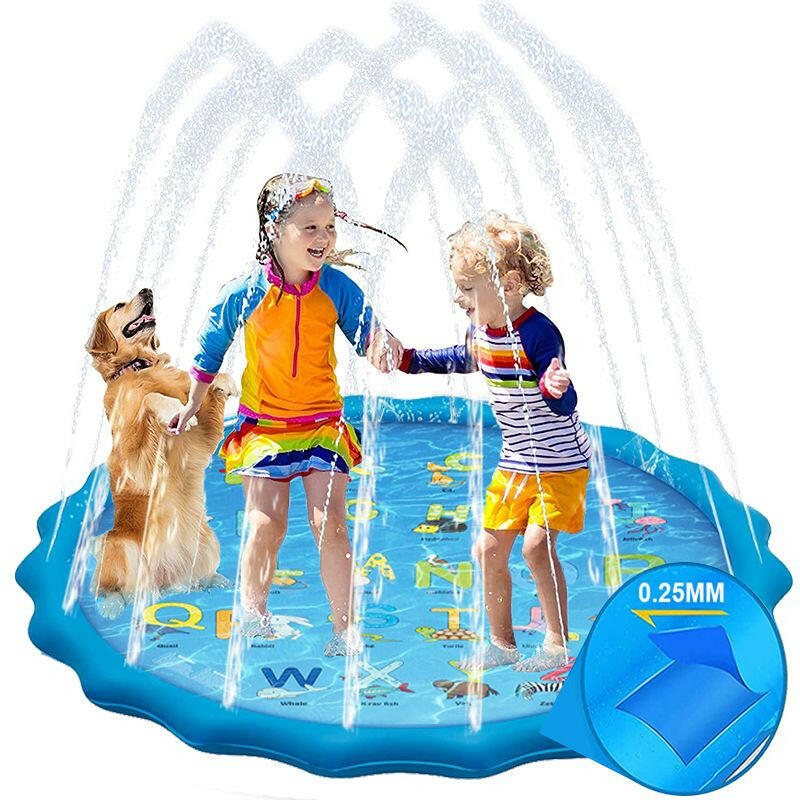 100/170 CM Children Pet Water Mat Summer Beach Inflatable Water Spray Pad Lawn Swimming Pool Mat Pet Sprinkler Outdoor Game Toy.