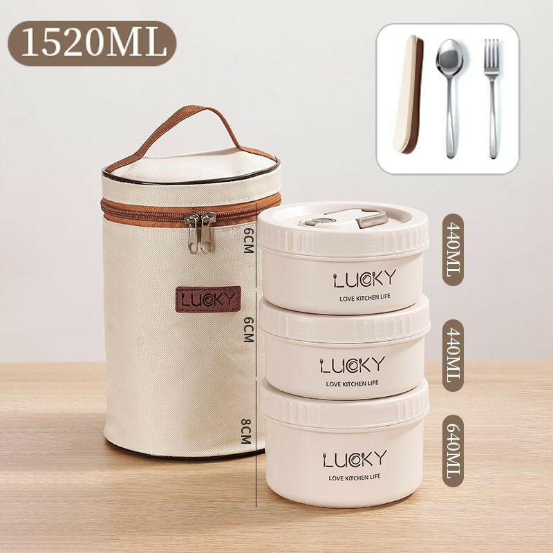 Microwave oven Dinnerware for Students Leakproof Food Container Stackable Bento Lunch Box Stainless Steel Lunch Container with L.